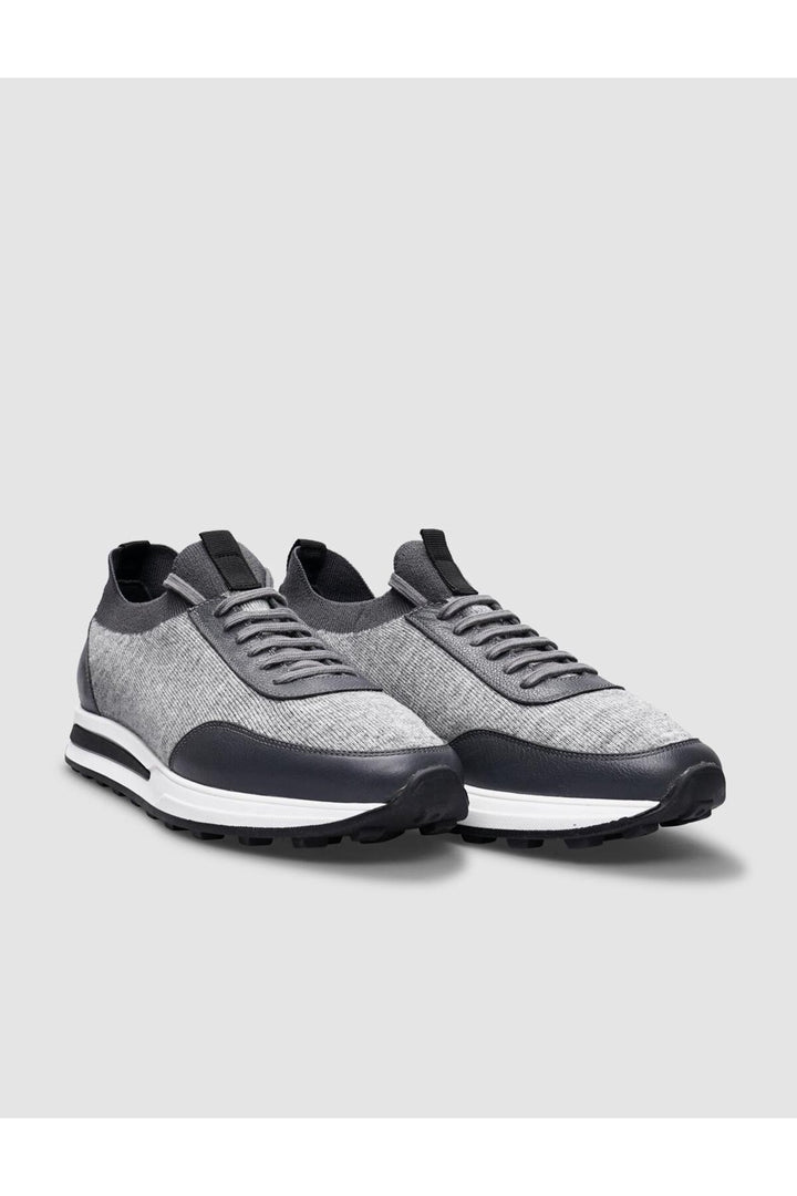 Cabani Shoes Chaussures de sport pour hommes en tricot gris avec lacets - Gris