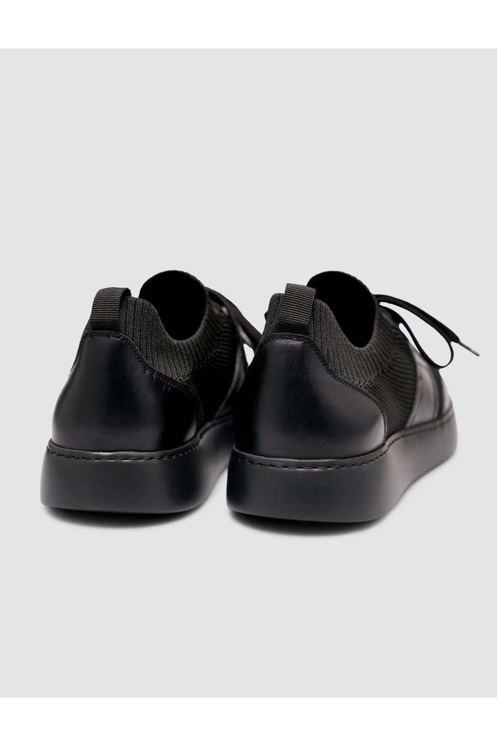 Cabani Shoes Chaussures de sport noires pour hommes avec détails en tricot. - Noir