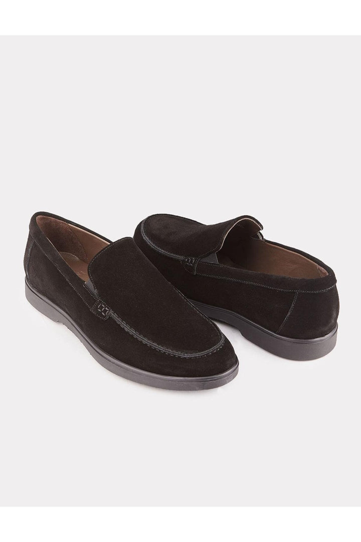 Cabani Shoes Chaussures décontractées pour hommes en cuir suédé véritable avec semelle en caoutchouc légère, noires. - Noir
