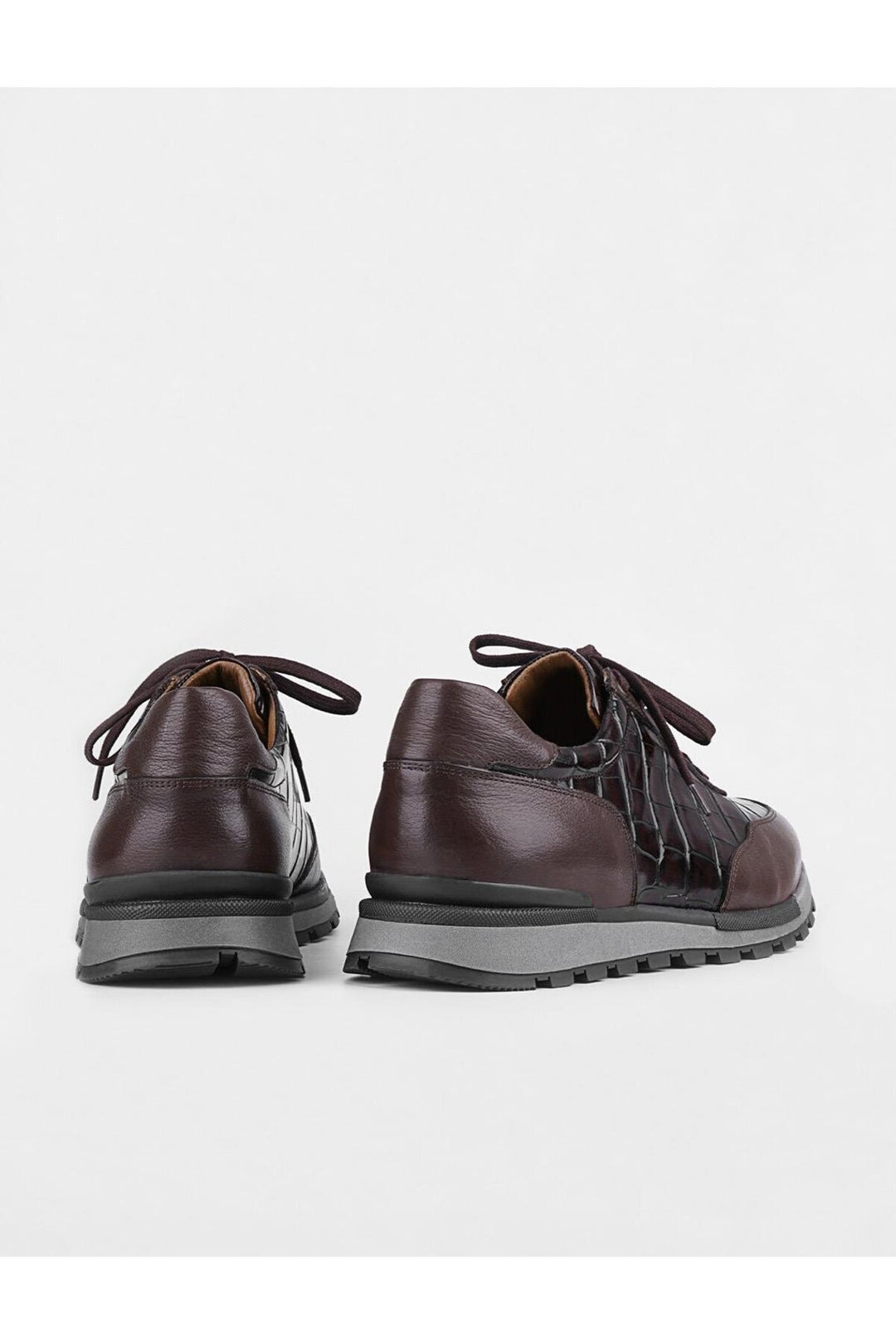 Cabani Shoes Chaussures de sport pour hommes en cuir véritable, marron, à lacets, d'hiver. - Marron