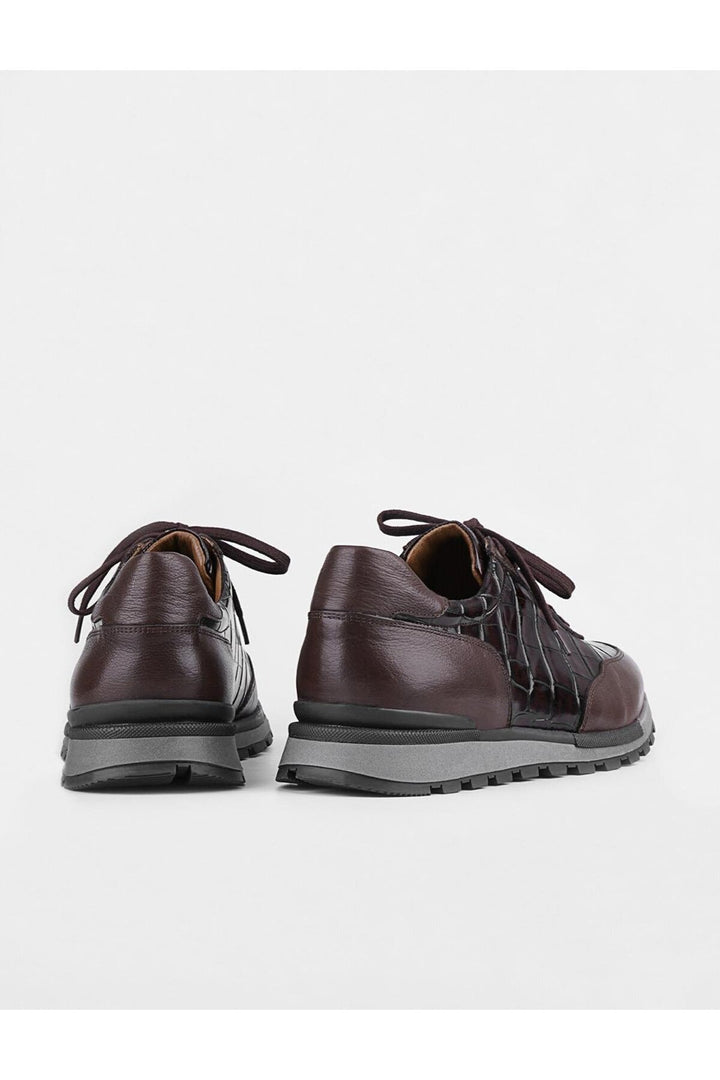 Cabani Shoes Chaussures de sport pour hommes en cuir véritable, marron, à lacets, d'hiver. - Marron