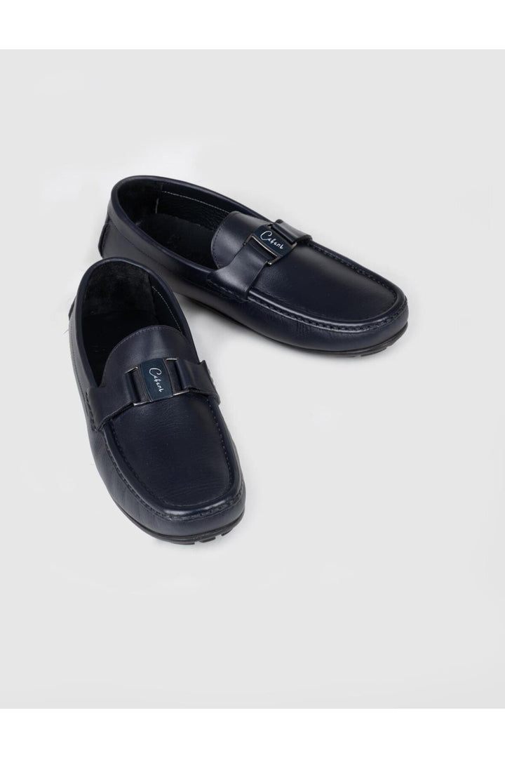 Cabani Shoes Chaussures de sport pour hommes en cuir véritable bleu marine - Bleu marine