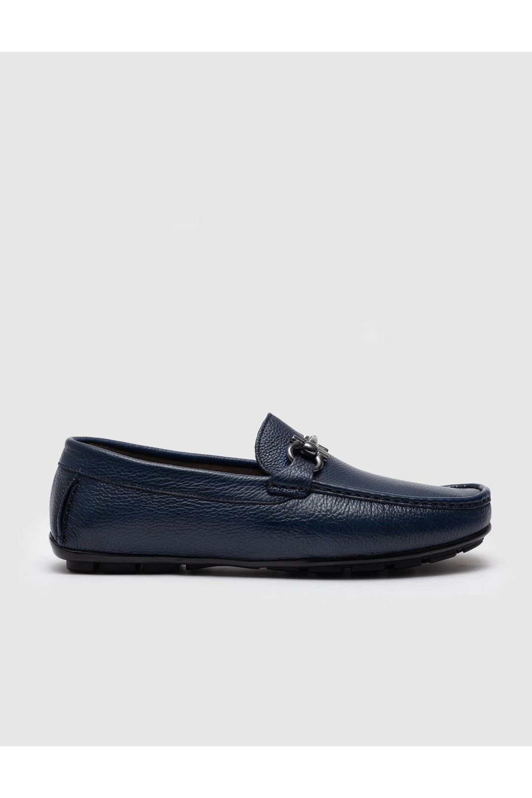 Cabani Shoes Mocassin pour homme en cuir véritable à boucle bleue - Bleu