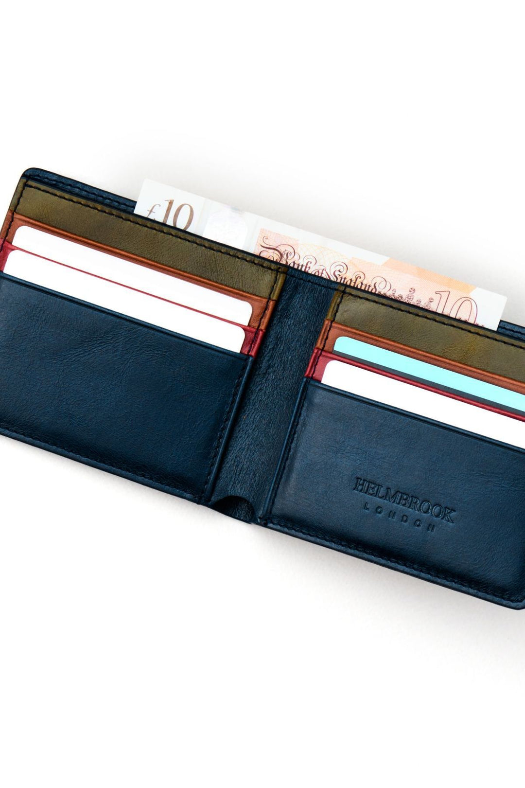 helmbrook Portefeuille en cuir véritable pour homme, design mince, multi-compartiments, protégé RFID, Eldridge Bleu marine Plus - Bleu marine