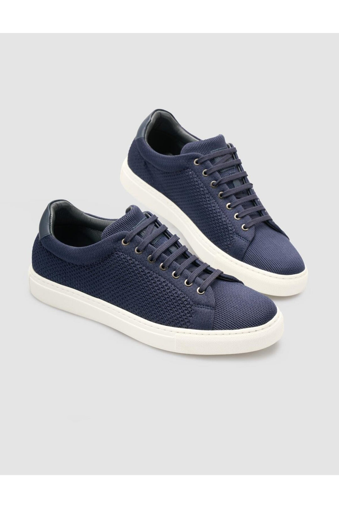 Cabani Shoes Chaussures de sport pour hommes en tricot bleu marine avec lacets. - Bleu marine