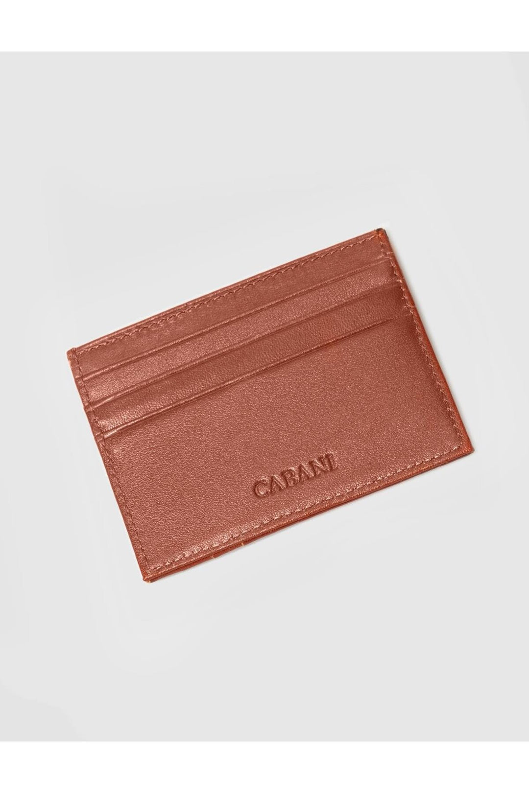Cabani Shoes Porte-cartes en cuir véritable marron. - Tabac