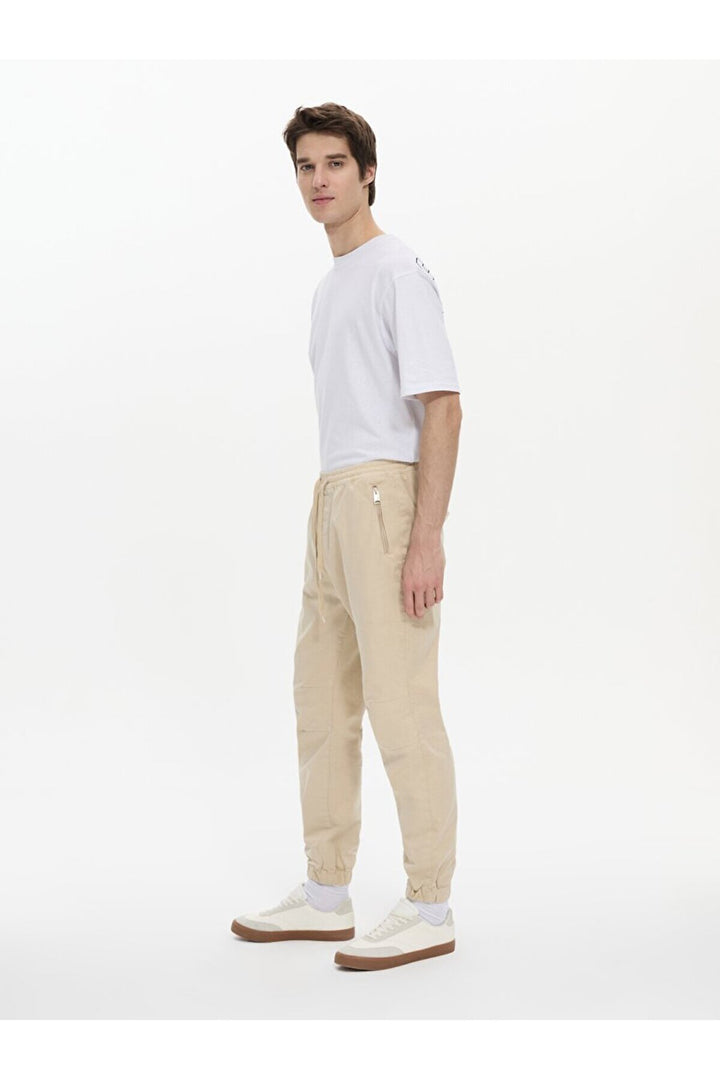 LTB Pantalon ajusté taille jogger beige