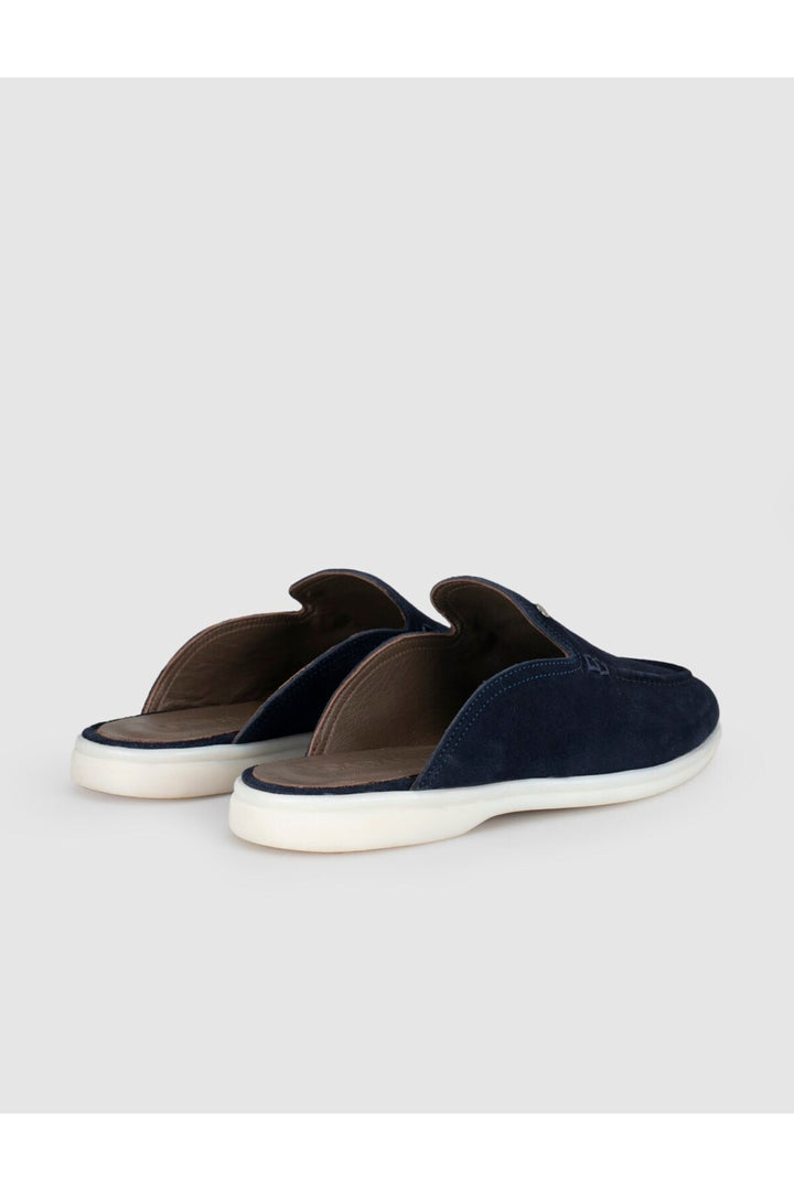 Cabani Shoes Mocassins pour hommes en cuir véritable bleu marine avec accessoires en métal. - Bleu marine