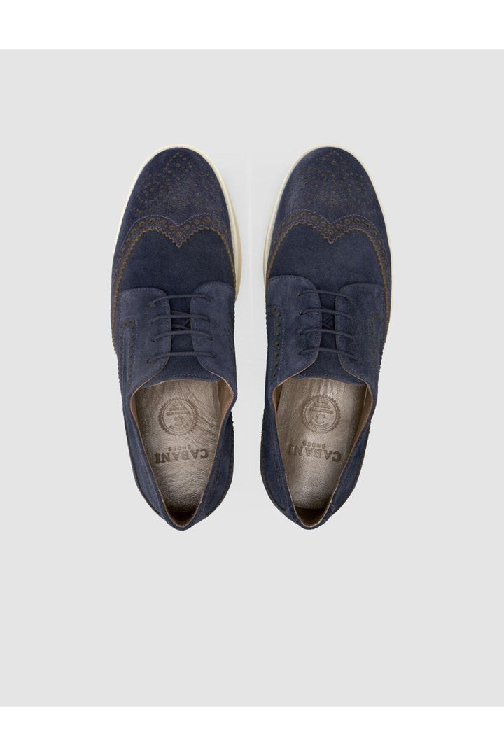 Cabani Shoes Chaussures de ville pour hommes en cuir suédé 100% véritable bleu marine - Bleu marine