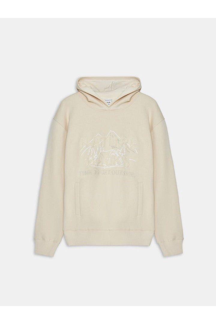 LTB Sweat beige imprimé à capuche et manches longues