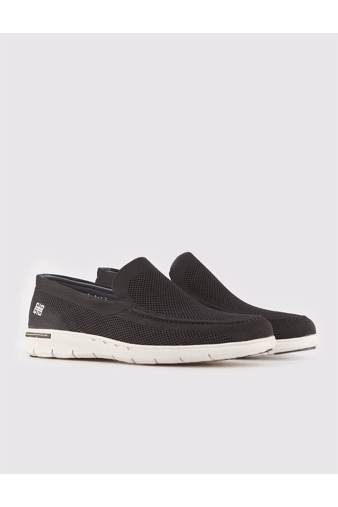 Cabani Shoes Chaussures de ville pour hommes en tricot noir à semelle blanche - Multicolore