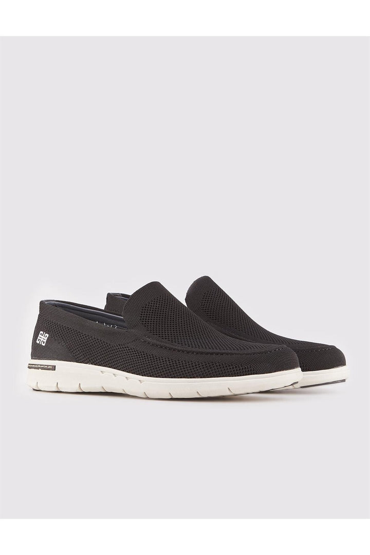 Cabani Shoes Chaussures de ville pour hommes en tricot noir à semelle blanche - Multicolore