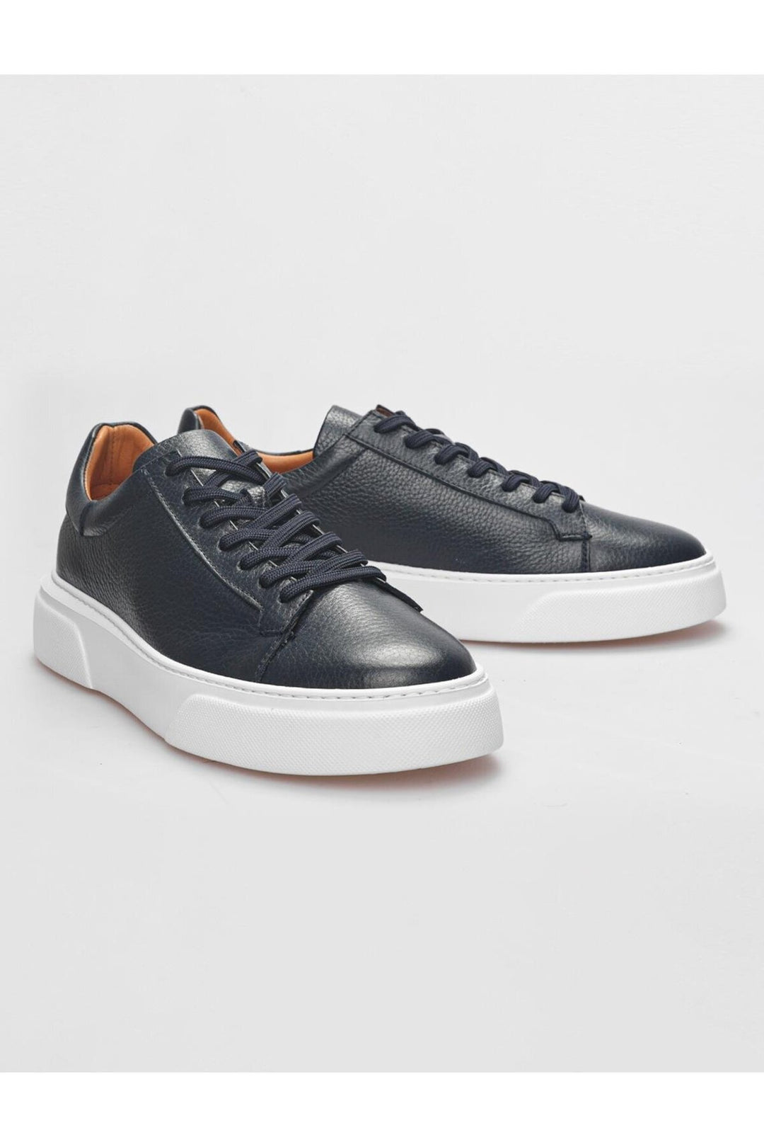 Cabani Shoes Verona Chaussures de sport pour hommes en cuir véritable bleu marine à lacets - Bleu marine
