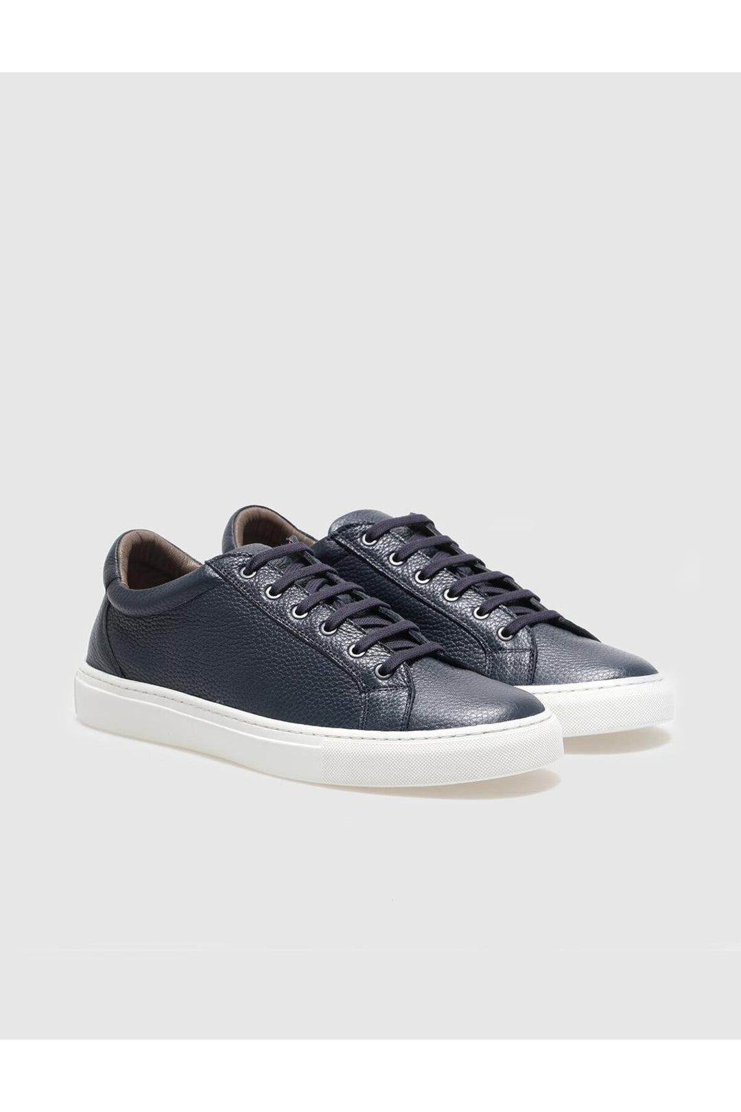 Cabani Shoes Baskets pour hommes en cuir véritable bleu marine à lacets - Bleu marine