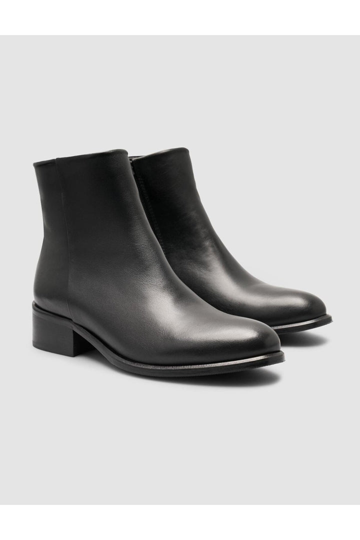 Cabani Shoes Bottines plates à bout pointu en cuir véritable noir pour femmes 100% - Multicolore