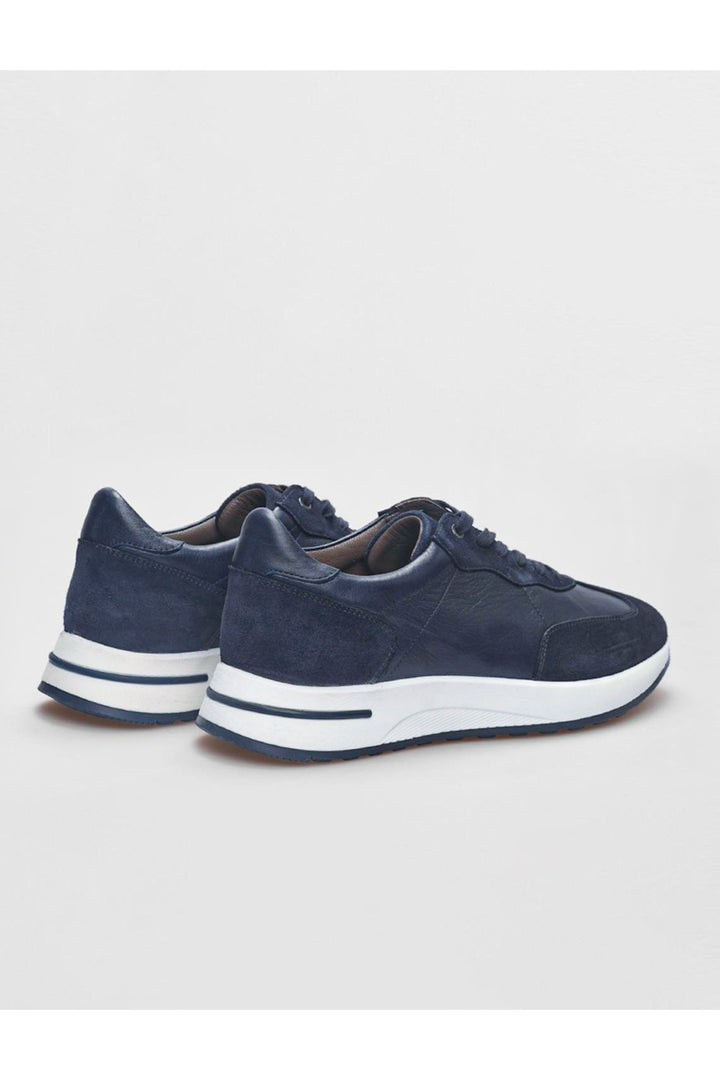 Cabani Shoes Chaussures de sport pour hommes en suède bleu marine à lacets en cuir véritable - Bleu marine