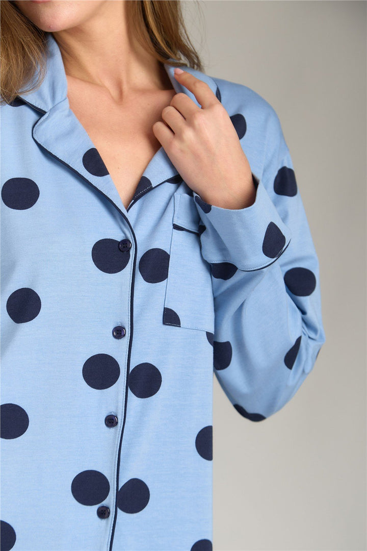 Lovely Things Bas de pyjama pointu en tricot LUNA - Bleu