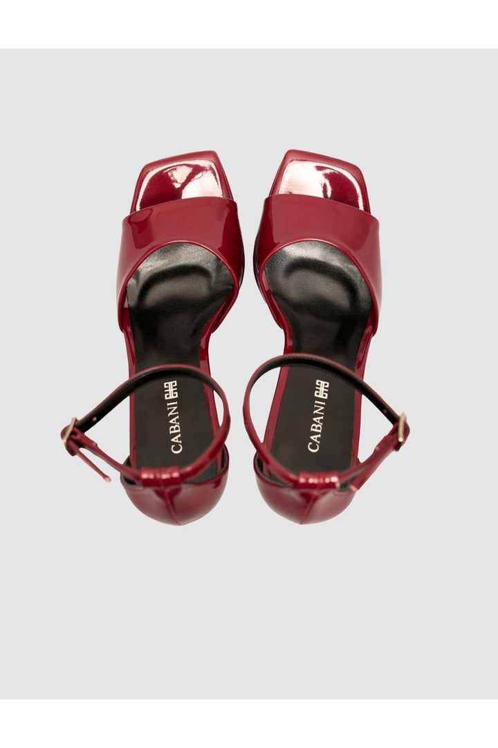 Cabani Shoes Chaussures à talons plateforme pour femmes, bordeaux avec bande. - Bordeaux