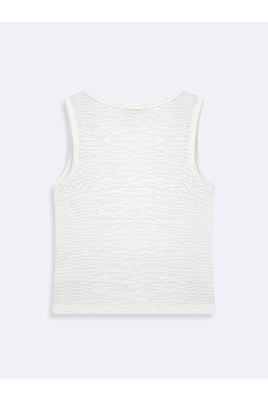 LTB Singlet blanc basique sans manches à col zéro