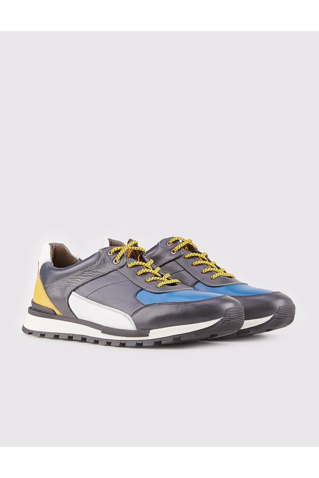 Cabani Shoes Chaussures de sport pour hommes en cuir véritable gris à lacets. - Gris