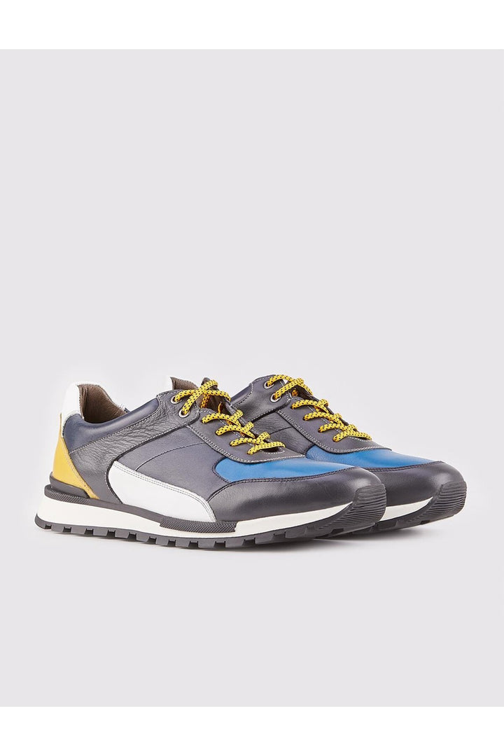 Cabani Shoes Chaussures de sport pour hommes en cuir véritable gris à lacets. - Gris