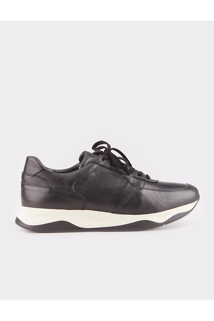 Cabani Shoes Baskets de sport pour homme en cuir véritable noir avec fourrure et lacets - Noir