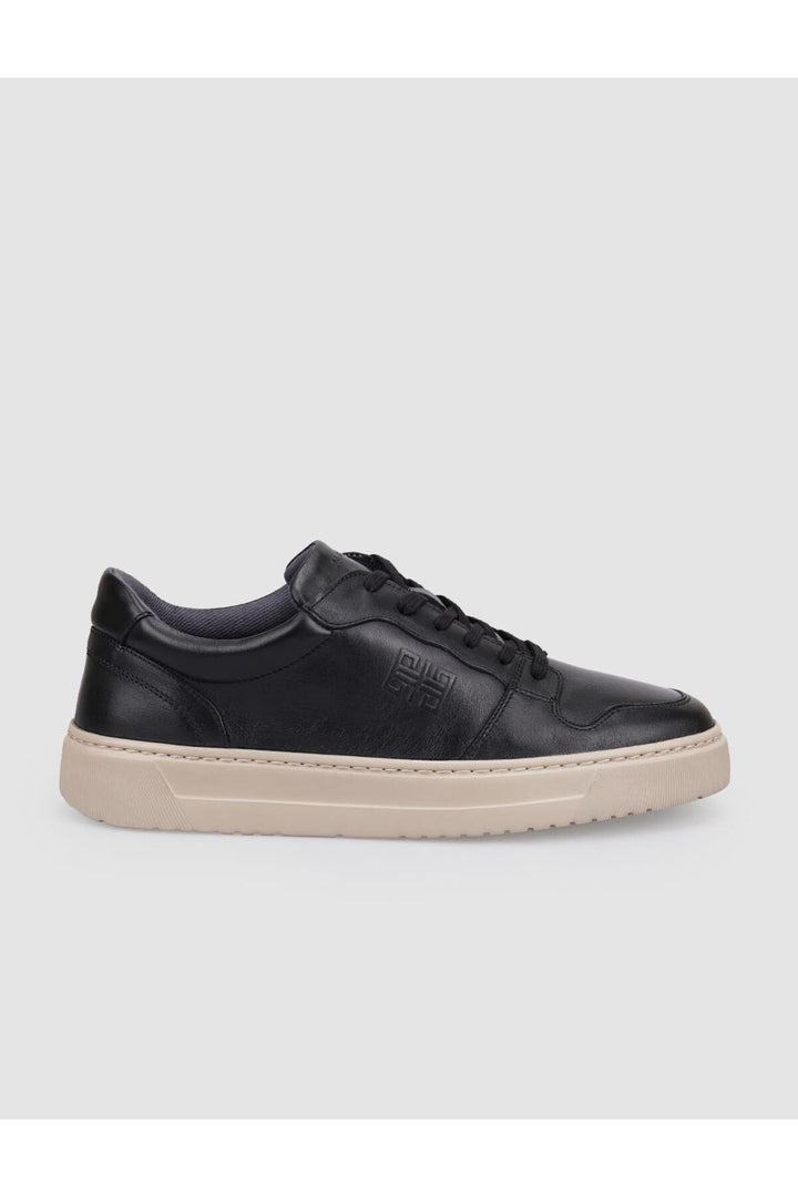 Cabani Shoes Chaussures de sport pour hommes en cuir véritable noir à lacets 100% - Noir