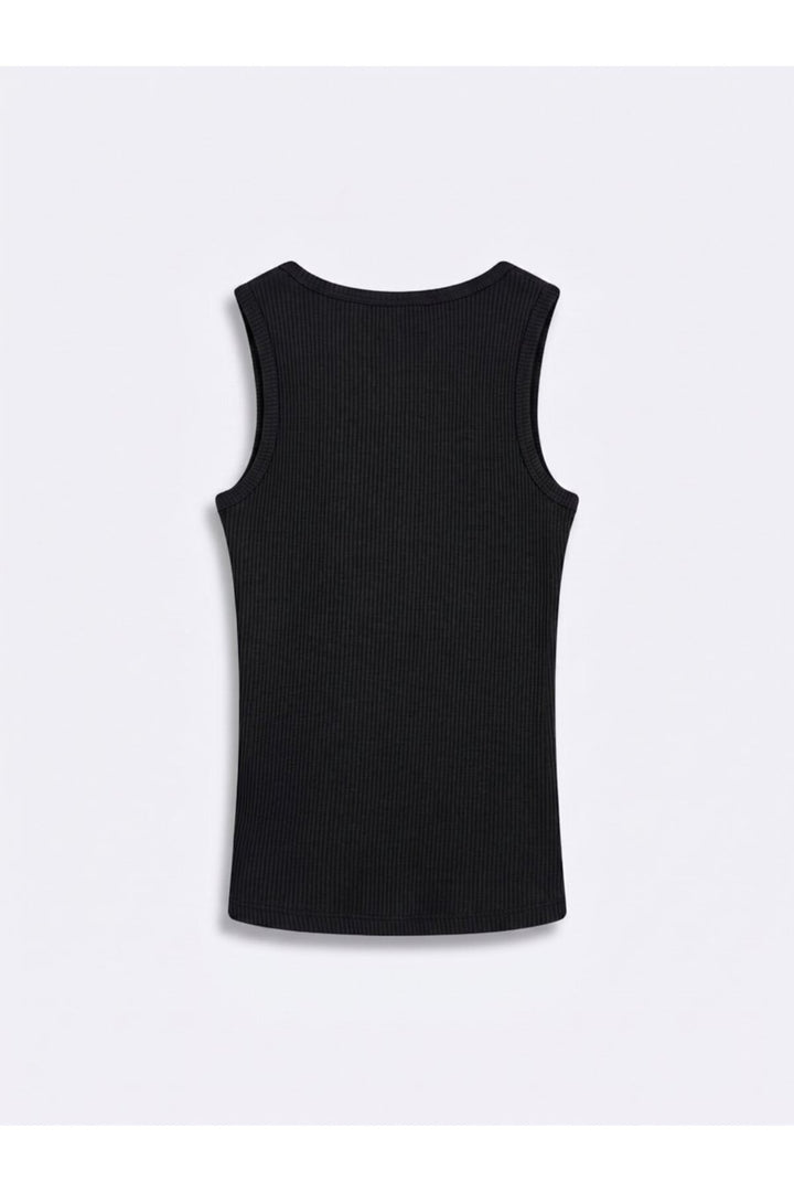 LTB Débardeur côtelé noir à boutons - Noir