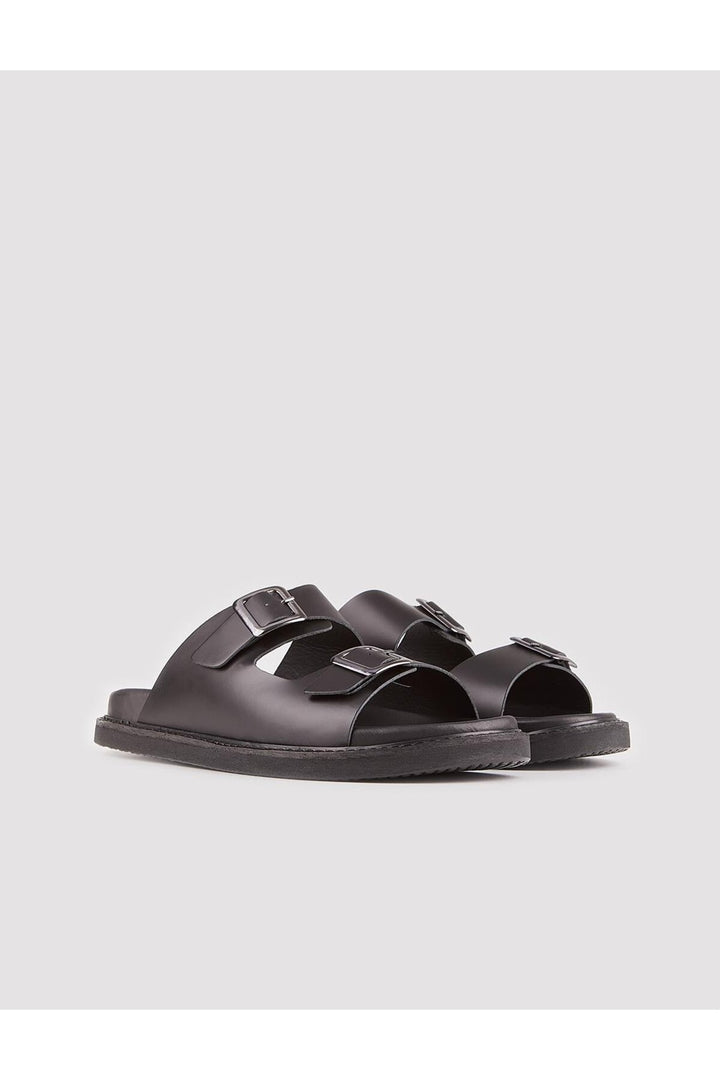 Cabani Shoes Sandales pour hommes en cuir véritable avec ceinture noires - Multicolore