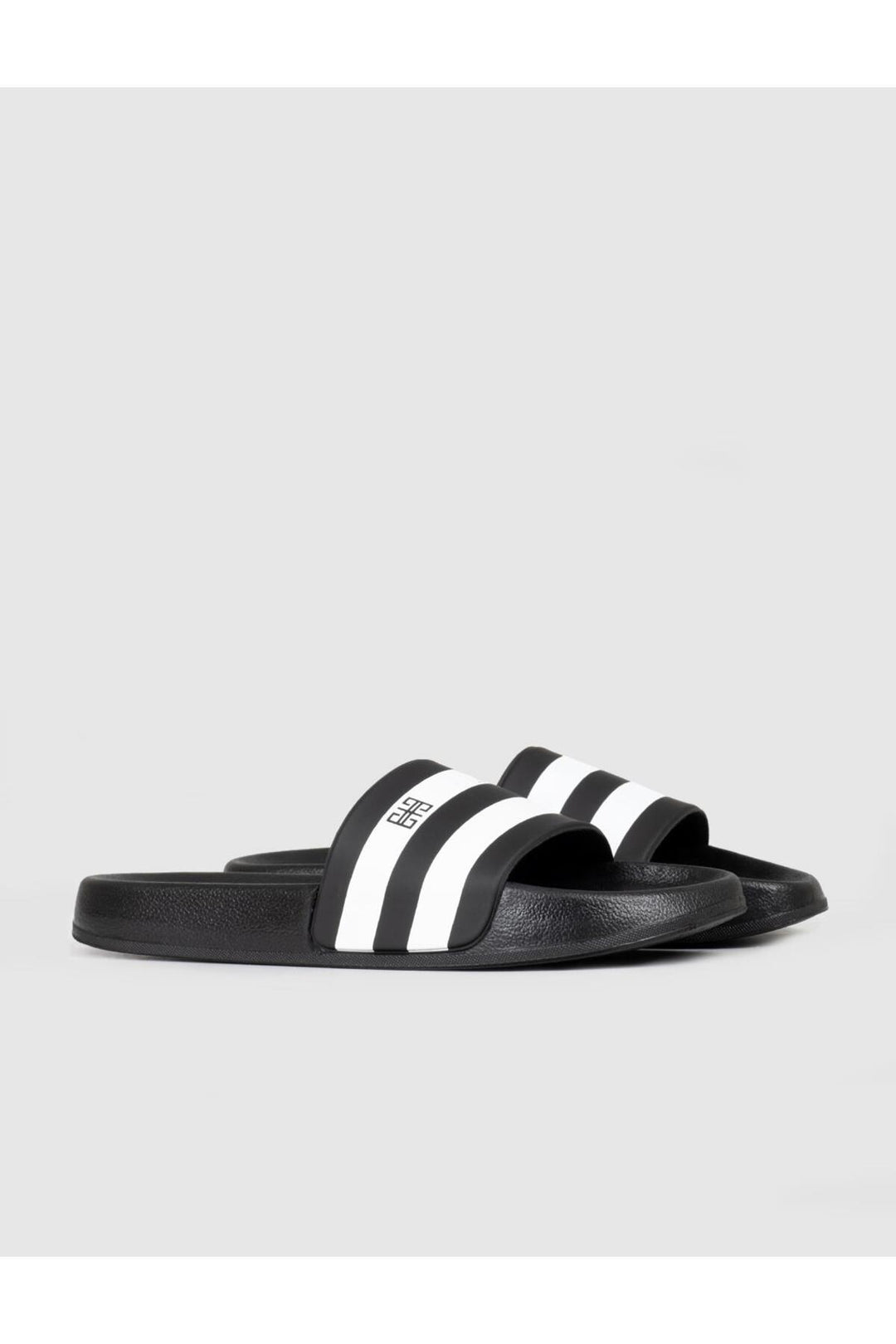 Cabani Shoes Sandales pour hommes à semelle en caoutchouc noir et blanc - Noir