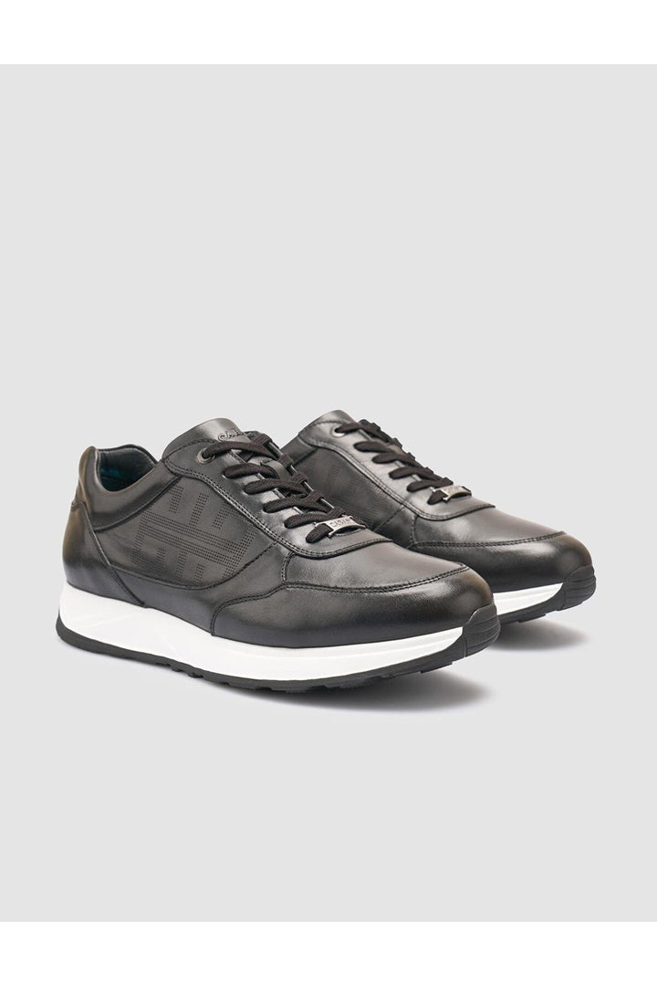 Cabani Shoes %100 Cuir véritable Chaussures de sport pour hommes noires - Noir