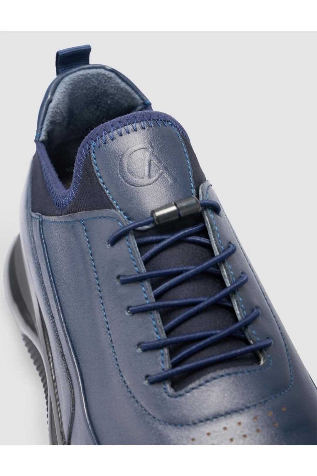 Cabani Shoes Chaussures de ville pour hommes en cuir véritable 100% bleu marine à lacets - Bleu marine