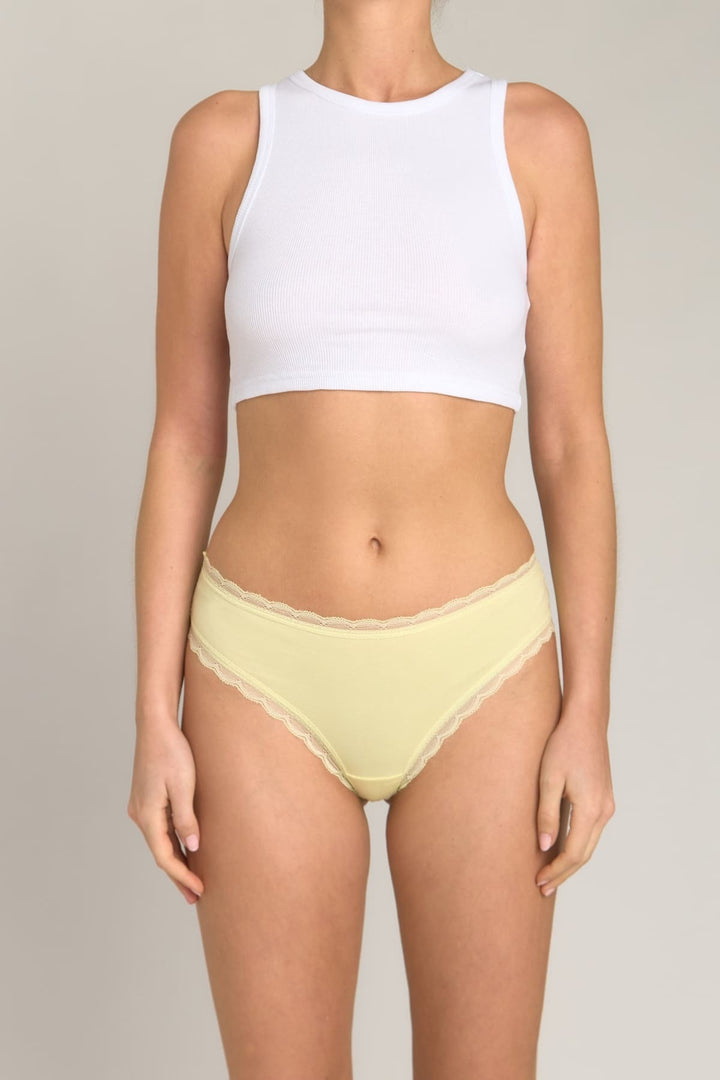 Lovely Things CHERIE Culotte Cheeky en Dentelle Mélange Modal - Clair Jaune