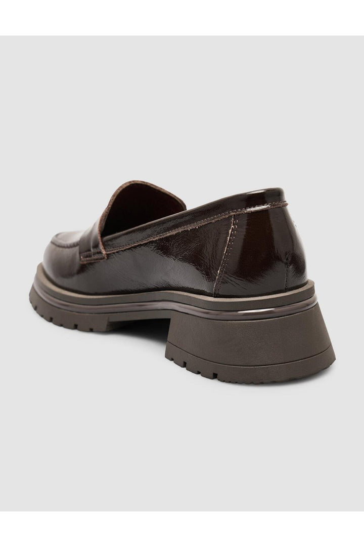 Cabani Shoes Chaussures Loafer Femme en Cuir Verni Marron - Marron