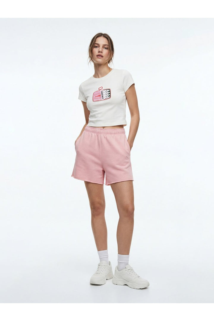 LTB T-shirt blanc à manches courtes imprimé et coupe ajustée - Blanc