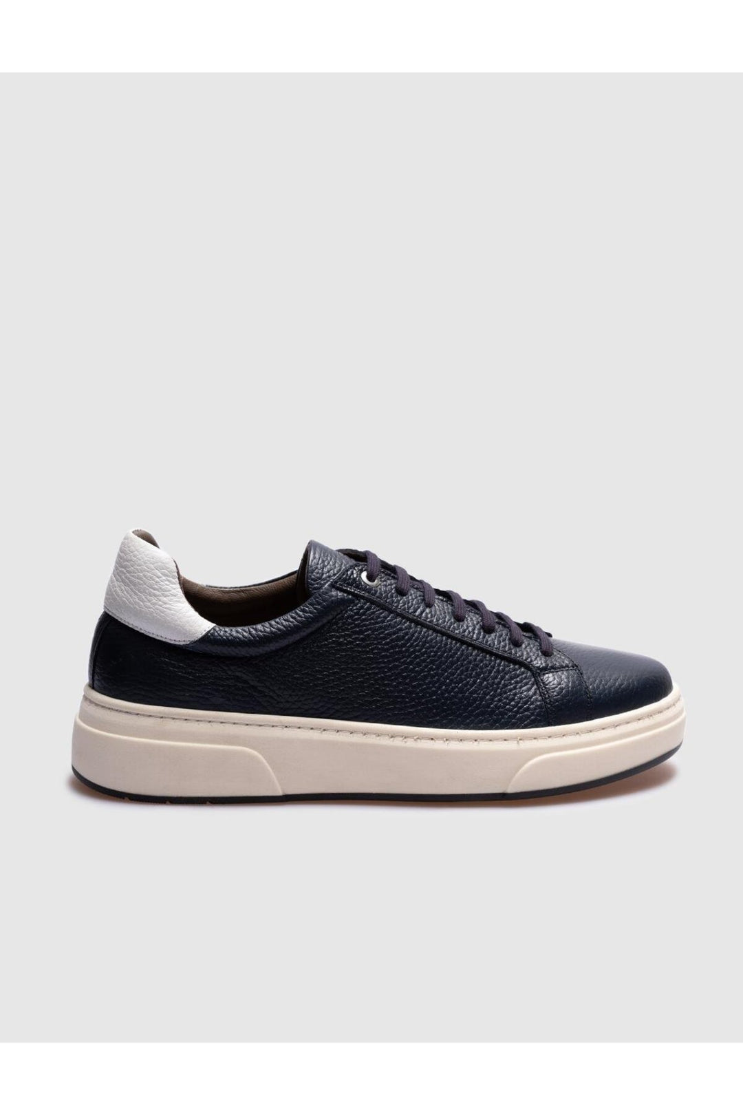 Cabani Shoes Chaussures de sport pour hommes en cuir véritable bleu marine à lacets - Bleu marine