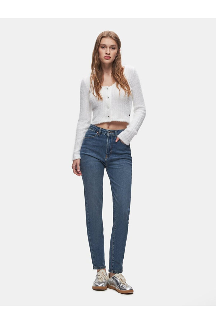 LTB Pantalon Jean Mom Slim Taille Haute Dores - Bleu_