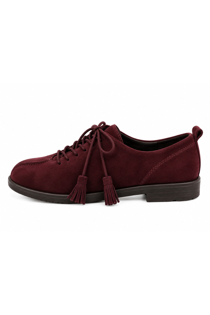 Wavelys ZANTE Chaussures Anatomiques en Cuir Véritable pour Femmes avec Détails en Franges Bordeaux - Bordeaux