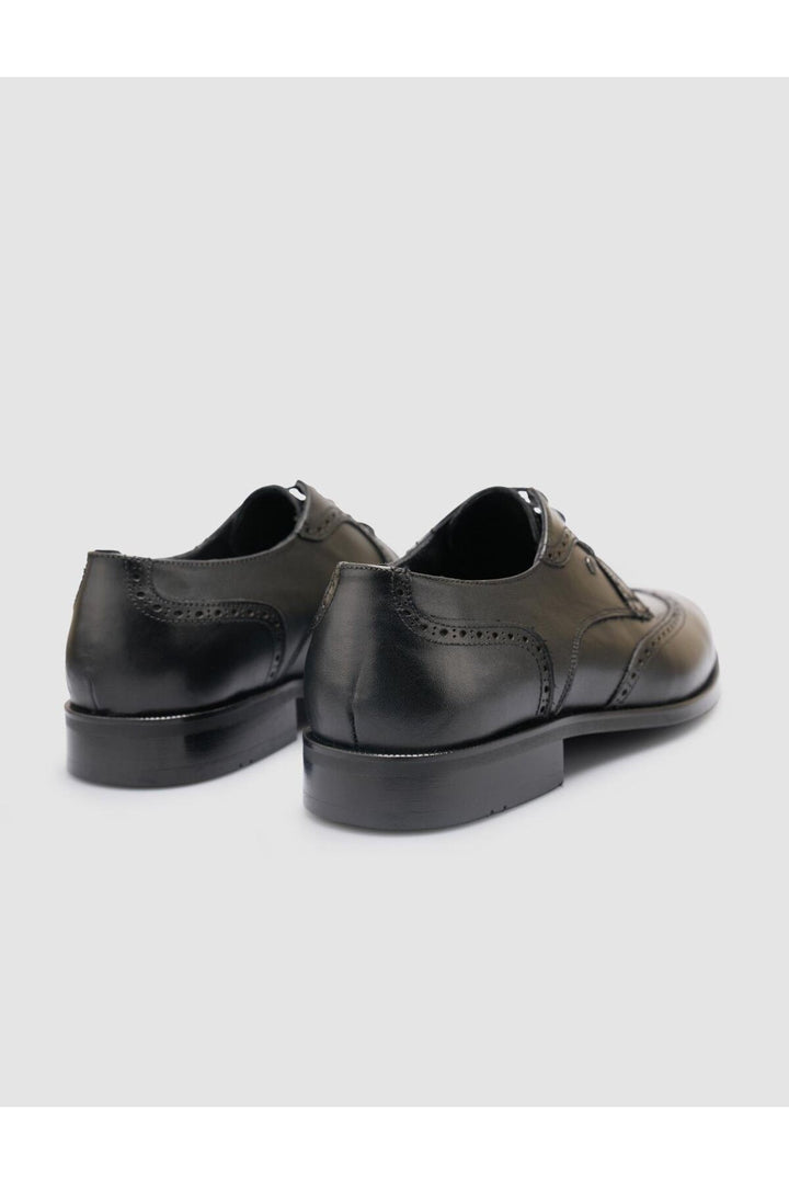 Cabani Shoes Chaussures classiques pour hommes en cuir véritable avec détails en lacets, noires. - Multicolore