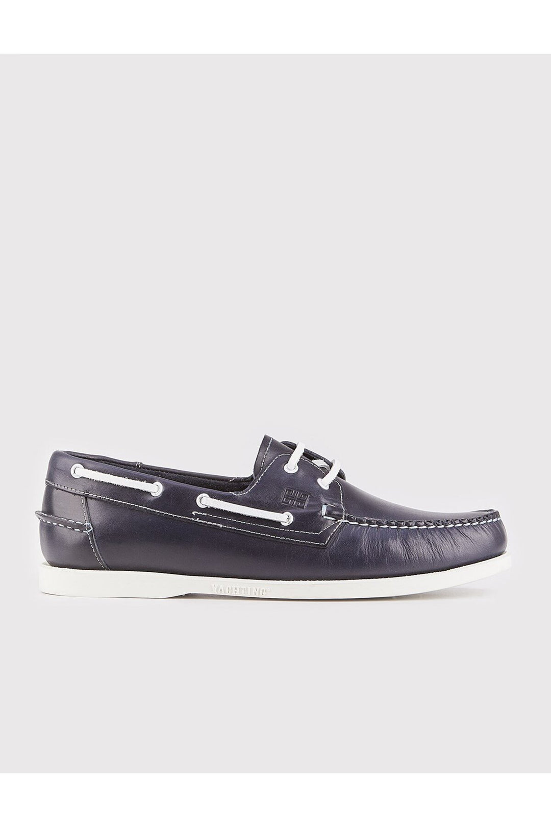 Cabani Shoes Pianello %100 Cuir Véritable Bleu marine Chaussures de bateau pour hommes à lacets avec détails de couture. - Bleu marine