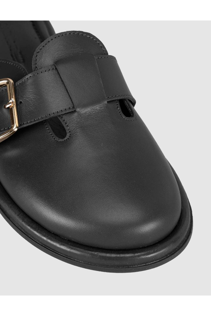Cabani Shoes Sandales en cuir véritable noires à boucle pour femmes - Multicolore