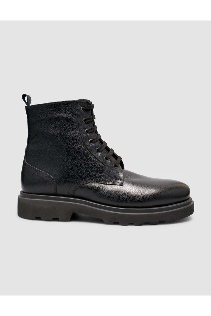 Cabani Shoes Bottines à lacets pour hommes en cuir véritable noir - Noir