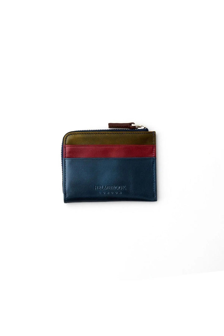 helmbrook Seward - Cuir véritable - Bleu marine - Multicolore - Homme - Conception de poche - Fermeture à glissière - Porte-cartes Rfid protégé