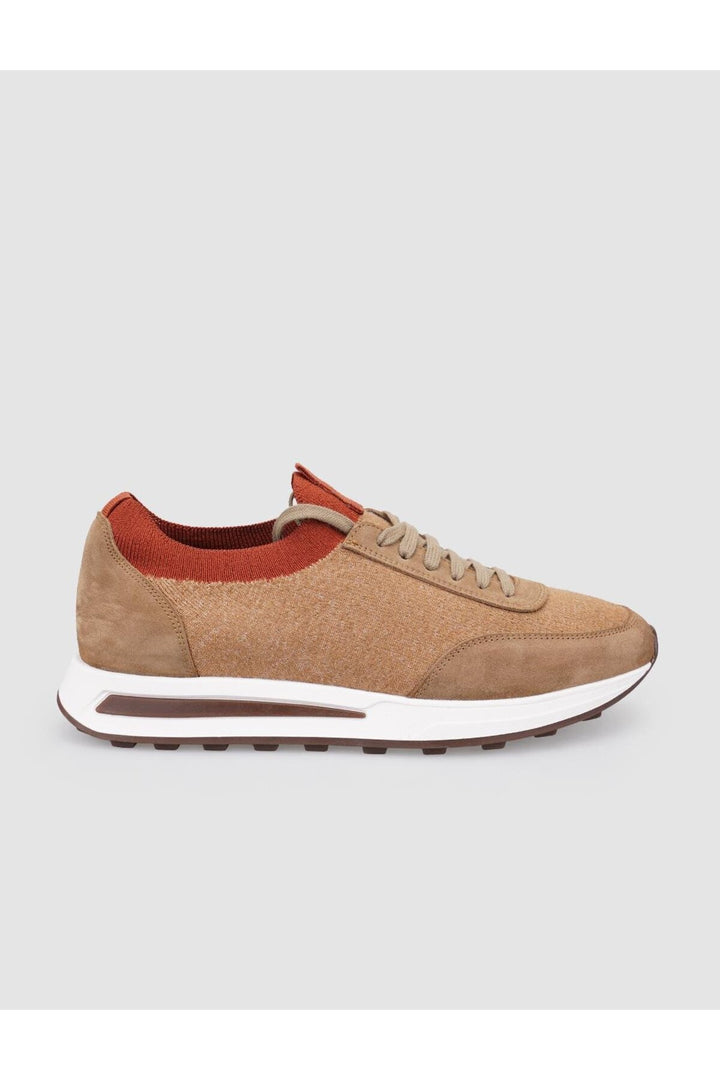 Cabani Shoes Chaussures de sport pour hommes en tricot marron avec lacets - Multicolore