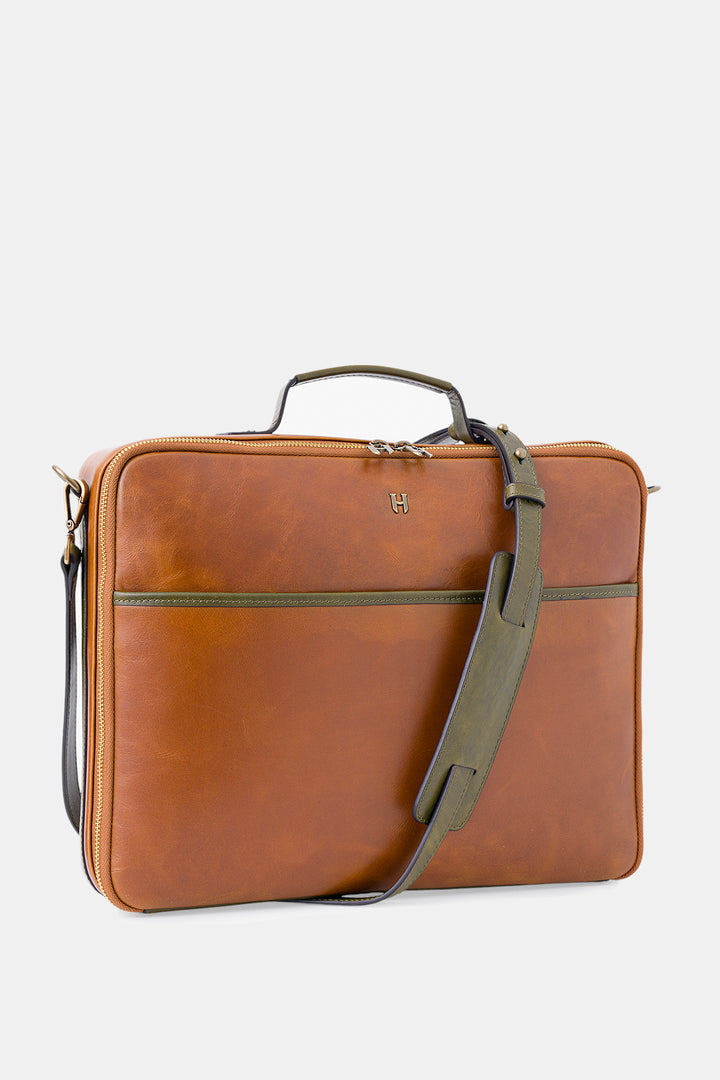 Helmbrook Sac pour ordinateur portable Boris en cuir véritable 15,6"à compartiment unique pour homme