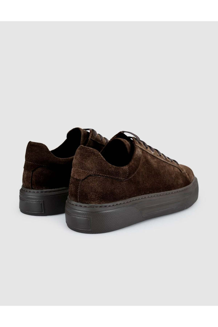 Cabani Shoes Baskets décontractées pour hommes en cuir suédé véritable marron - Marron