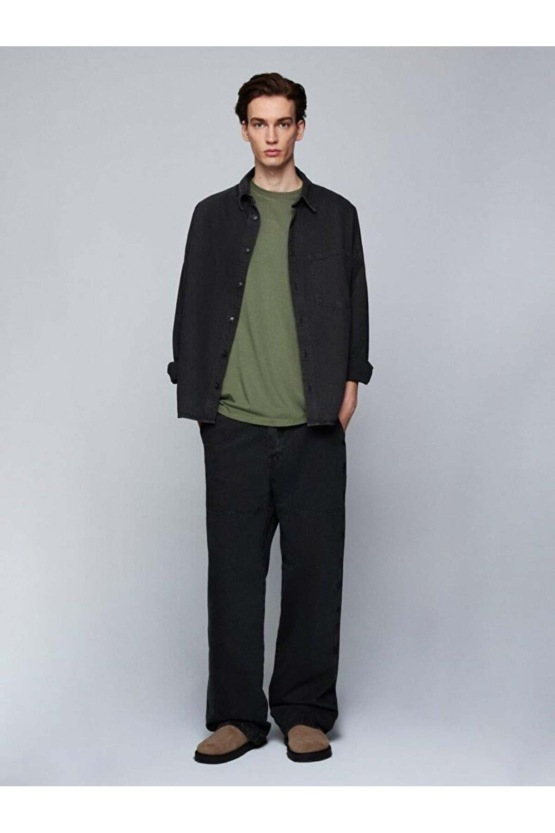 LTB T-shirt vert ample à manches courtes Zero Collar Pressure