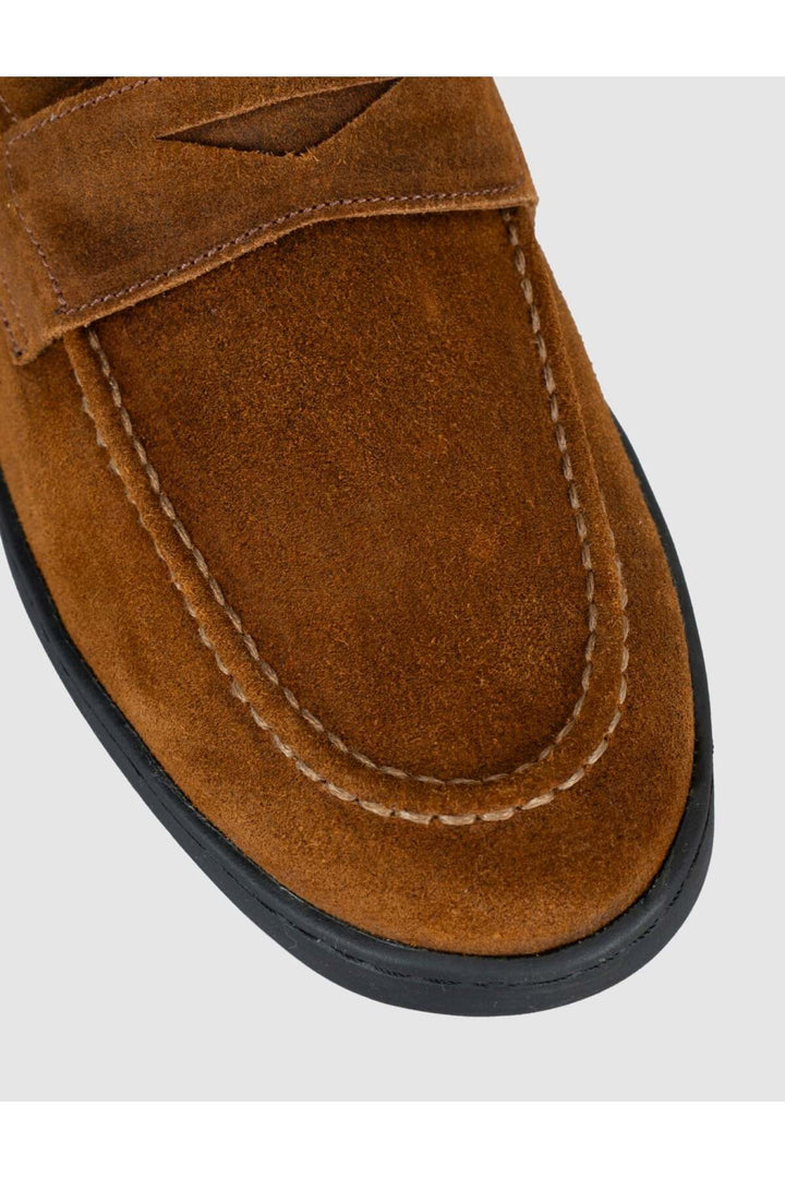 Cabani Shoes Mocassins pour hommes en cuir véritable suédé marron. - Multicolore