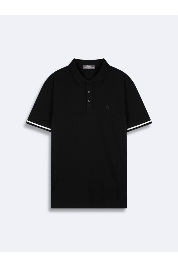 LTB T-shirt noir à détails de manches contrastées en piqué - Noir