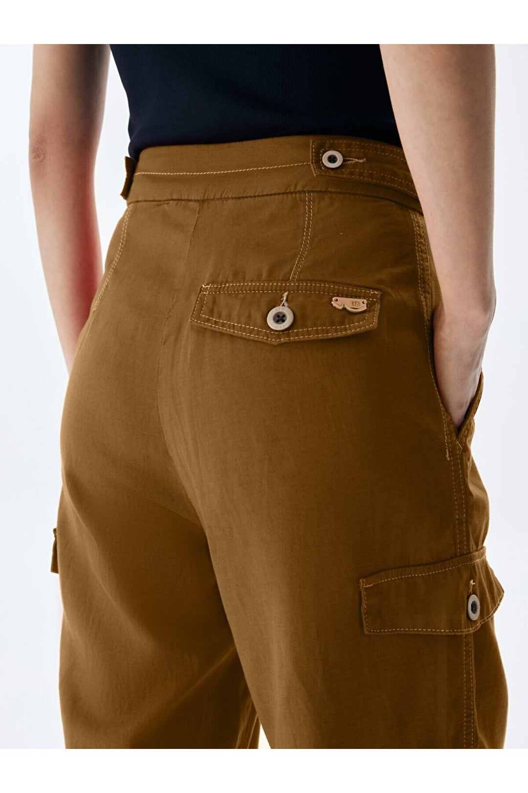 LTB Pantalon cargo marron aspect lin
